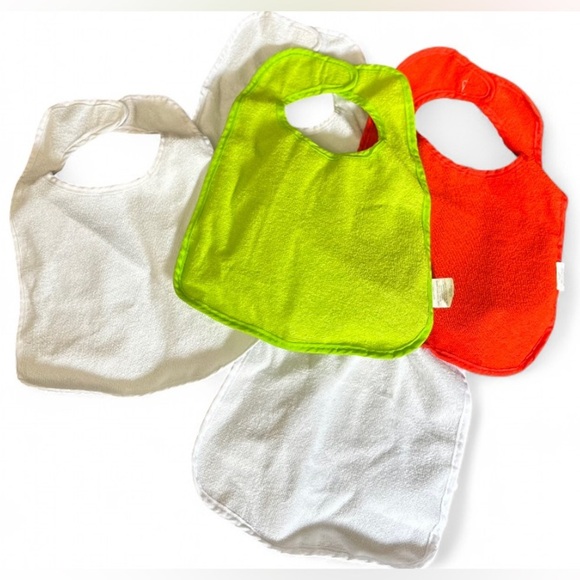 Vibrant Baby Bib Set Bundle of 5 Green, Orange, and White (Bundle of 5) - Picture 1 of 4